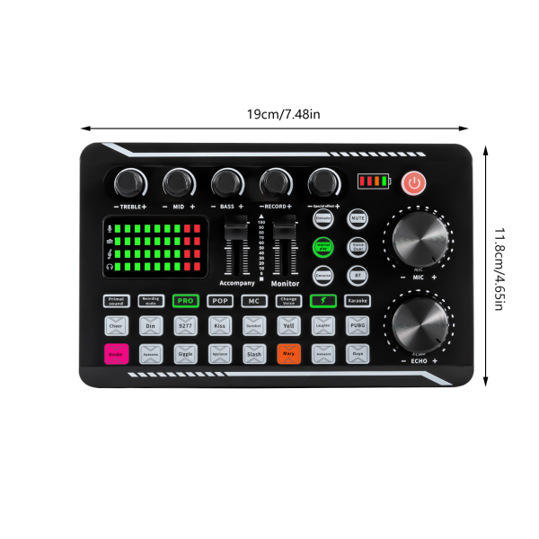 Sound Mixer Effects Board, Bluetooth-compatibele geluidskaart met meerdere geluidseffecten en LED-lampjes