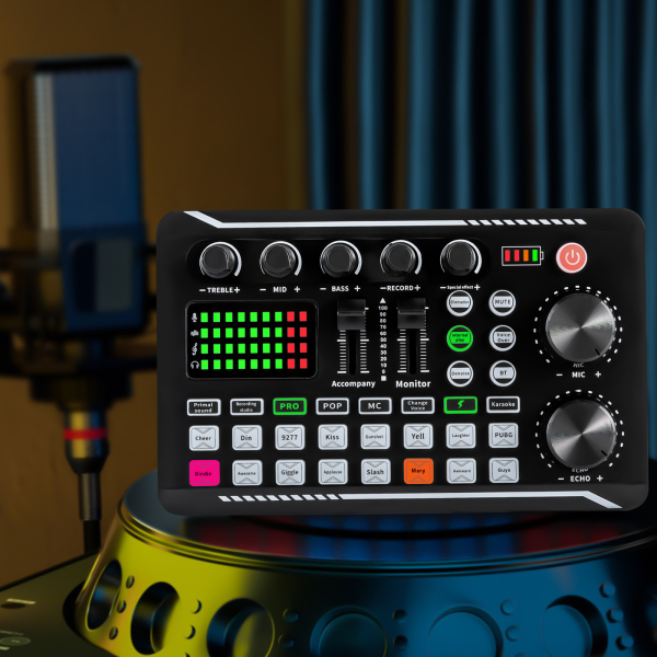 Sound Mixer Effects Board, Bluetooth-compatibele geluidskaart met meerdere geluidseffecten en LED-lampjes