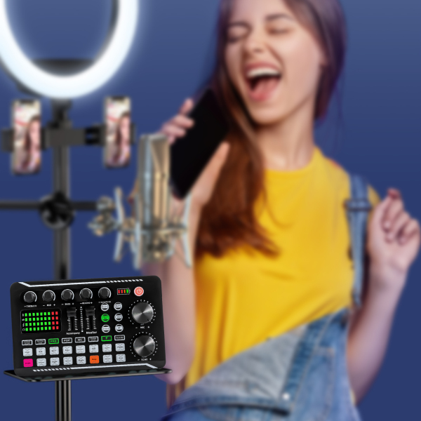 Sound Mixer Effects Board, Bluetooth-compatibele geluidskaart met meerdere geluidseffecten en LED-lampjes