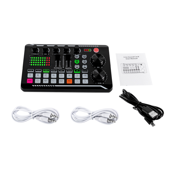 Sound Mixer Effects Board, Bluetooth-compatibele geluidskaart met meerdere geluidseffecten en LED-lampjes