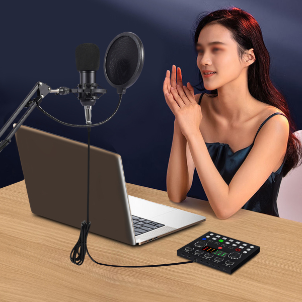 Podcastmicrofoon met stemwisselaar, studiocondensatormicrofoon voor zangopname, pc, TikTok, YouTube