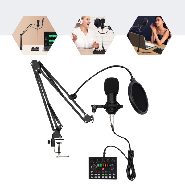 Podcastmicrofoon met stemwisselaar, studiocondensatormicrofoon voor zangopname, pc, TikTok, YouTube Podcastmicrofoon met stemwisselaar, studiocondensatormicrofoon voor zangopname, pc, TikTok, YouTube