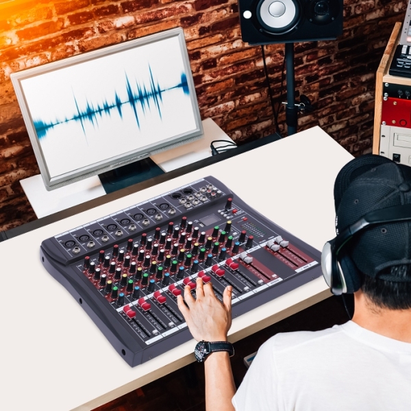 Draagbare 8-kanaalsmixer, DJ-mixer, driebands-equalizer met Bluetooth USB voor KTV Karaoke Party