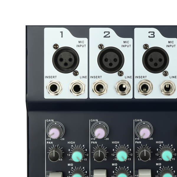 Professionele 7-kanaals geluidsmixer Audio-aangedreven mixer 7-kanaals geluidsconsole