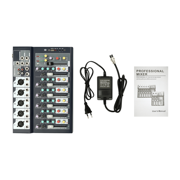 Professionele 7-kanaals geluidsmixer Audio-aangedreven mixer 7-kanaals geluidsconsole