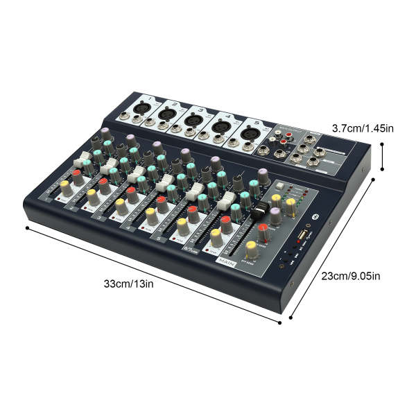 Professionele 7-kanaals geluidsmixer Audio-aangedreven mixer 7-kanaals geluidsconsole