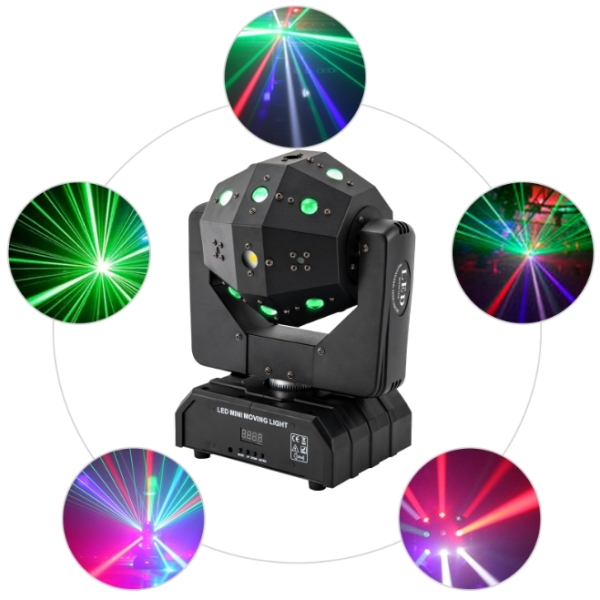 120 W, 16 LED roterende flitser drie in één, RGBW DMX, geschikt voor podiumfeesten, bruiloften 120 W, 16 LED roterende flitser drie in één, RGBW DMX, geschikt voor podiumfeesten, bruiloften