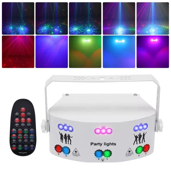 15 Lens Disco Party Light, Indoor DJ Podiumverlichting DMX 512 Geluidsgeactiveerde 192 Patronen Projector (Wit)