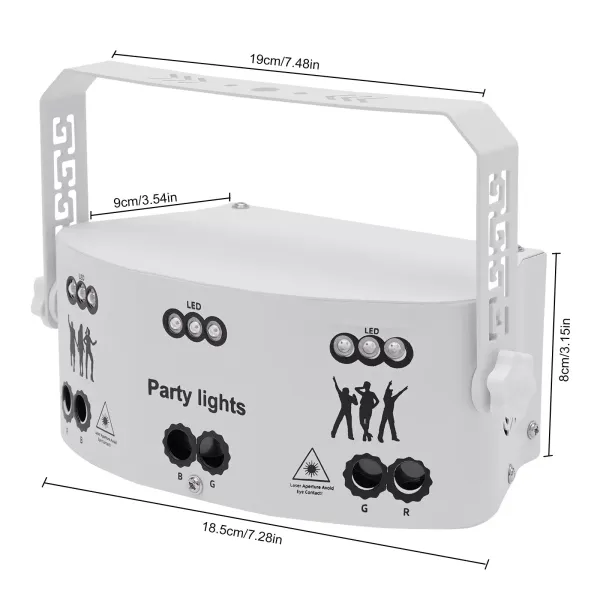15 Lens Disco Party Light, Indoor DJ Podiumverlichting DMX 512 Geluidsgeactiveerde 192 Patronen Projector (Wit)