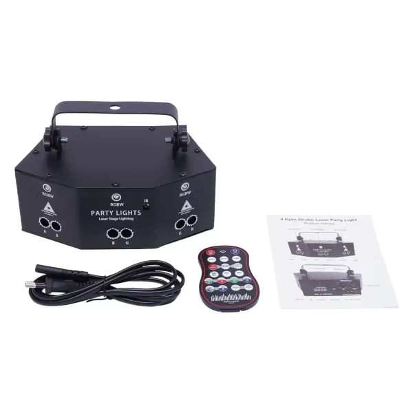 Afstandsbediening 9-oog laserlicht (6 lasers + 3 LED-witte lichtgaten)
