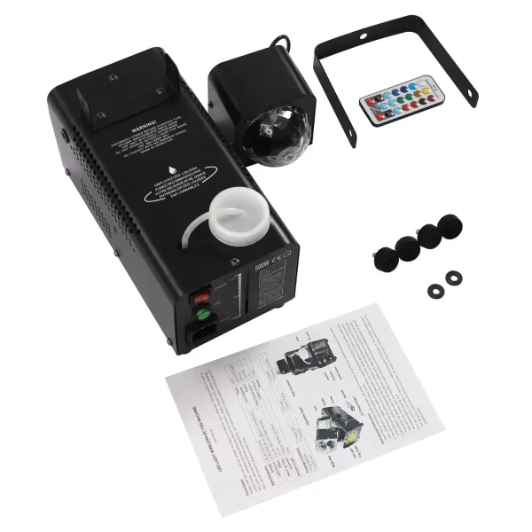 Mini-rookmachine met discobaleffect 500W LED RGB-lichtrookmachine met afstandsbediening 2000 CFM-vloeistof