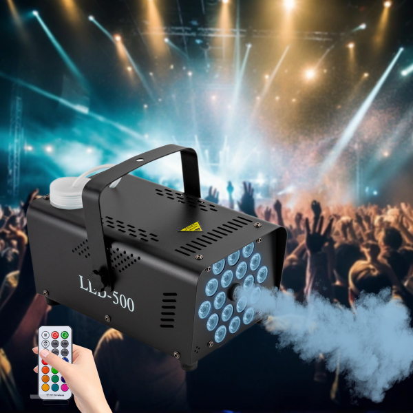 CNCEST Verbeterde mistmachine met verlichting 18 LED, draagbare rookmachine 500 W met 13 kleuren lichteffect en afstandsbediening, buitenmist Automotive voor feesten CNCEST Verbeterde mistmachine met verlichting 18 LED, draagbare rookmachine 500 W met 13 kleuren lichteffect en afstandsbediening, buitenmist Automotive voor feesten