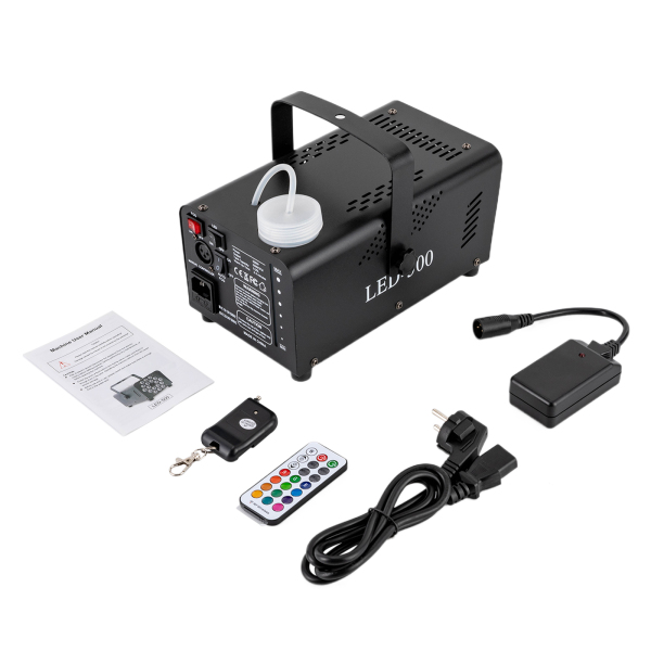 CNCEST Verbeterde mistmachine met verlichting 18 LED, draagbare rookmachine 500 W met 13 kleuren lichteffect en afstandsbediening, buitenmist Automotive voor feesten