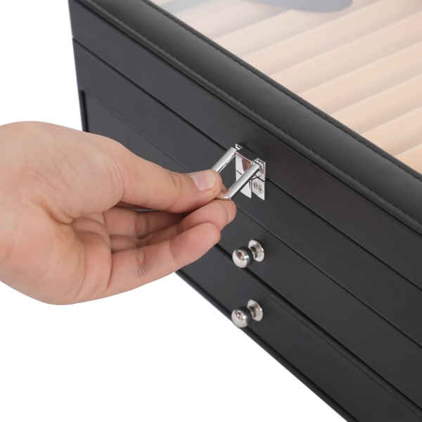 24/36 Slots Vulpen Lederen penvitrinehouder met doorzichtige deksel Penorganisator Opbergverzameldoos