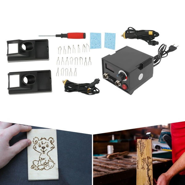 220V Pyrography-set met instelbare temperatuur en 20 Pyrography-draadpunten (dubbele pen)