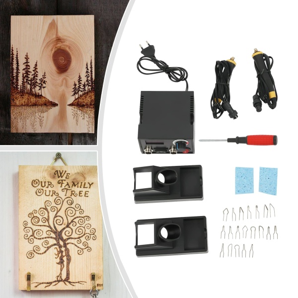 220V Pyrography-set met instelbare temperatuur en 20 Pyrography-draadpunten (dubbele pen)